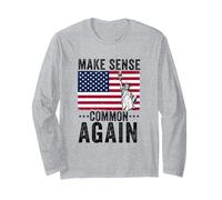 Make Sense Common Again Funny Politics Saying American Flag Long Sleeve T-Shirt