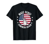Make Sense Common Again Funny Politics Saying American Flag T-Shirt