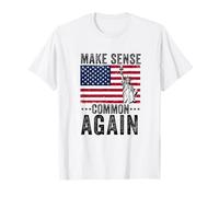 Make Sense Common Again Funny Politics Saying American Flag T-Shirt