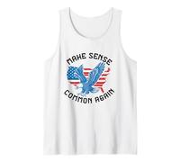 Make Sense Common Again Funny Politics Saying American Flag Tank Top