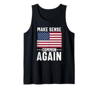 Make Sense Common Again Funny Politics Saying American Flag Tank Top
