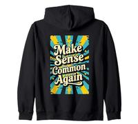 Make Sense Common Again Retro Wisdom Zip Hoodie