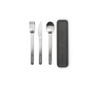 - Make & Take Cutlery Set with Case - Set of 3: Knife, Spoon, & Fork - Hygienic Compact Design - Stainless Steel - Dishwasher Safe - Travel Cutlery