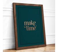 Make Time Minimalist Framed Wall Art Print A1 (84.1×59.4cm) Walnut, Wall Decor for Living Room, Bedroom, Office & Home, Ready to Hang, Art Gift