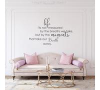 Make Unique Life Quote Wall Sticker - Life is Not Measured by Breaths We Take - Modern Vinyl Art for Home Decor - 10 Colours, 4 Sizes, Easy Removable (Black, 70 CM)