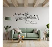Make Unique Music is Life Wall Sticker - Vinyl Quote for Bedroom or Living Room - 10 Colours, 4 Sizes - Easy Transfer, Removable Home Decor. (Gold, 65 CM)