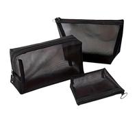 Make up Bag 3 Piece Mesh Cosmetic Bag Mesh Makeup Bag with Zipper Pouch Travel Toiletry for Makeup Organizer Office Travel Accessories Travel