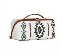 Make up Bag Boho Style Makeup Bag Casual Colorblock Makeup Organizer Pouch Versatile Storage Bag for Skincare Open Flat with Divider Travel(Wei)