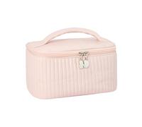Make up Bag Cake Cosmetic Bag Pu Solid Color Waterproof Hand-held Wash Bag Open Lid Portable Storage Bag Suitable for Women Gifts Travel(Rose)