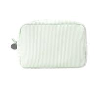 Make Up Bag, Cosmetic Bag with Large Capacity, PU Leather, Waterproof Cosmetic Case, Portable Travel Bag for Women (with Handle and Divider), FlatLay Make-Up Organiser Bag, Stylish, hellgrün, see