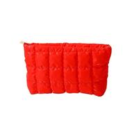 Make up Bag Makeup Bag Ladies' Fashionable and Casual Diamond Patterned Simple and Textured Cotton Filled Women's Bag for Travel Travel(Rot)