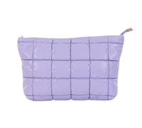 Make up Bag Makeup Bag Ladies' Fashionable and Casual Diamond Patterned Simple and Textured Cotton Filled Women's Bag for Travel Travel(Lila)
