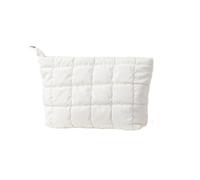 Make up Bag Makeup Bag Ladies' Fashionable and Casual Diamond Patterned Simple and Textured Cotton Filled Women's Bag for Travel Travel(Wei)