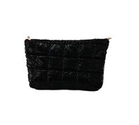 Make up Bag Makeup Bag Ladies' Fashionable and Casual Diamond Patterned Simple and Textured Cotton Filled Women's Bag for Travel Travel(Nero)