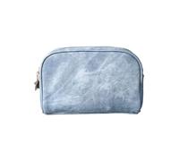 Make up Bag PU Sheepskin Pattern Makeup Bag Storage Sense Large Capacity Niche Travel Toiletry Cosmetic Storage Bag Leather Denim Pattern Small(Blu)
