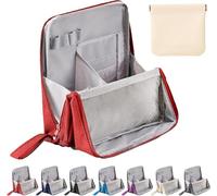 Make up Bag, Stand up Makeup Bag, Standing Makeup Bag Portable, Large Capacity, Portable Vertical Opening Cosmetic Organizer with Compartments for Traveling Women (Red)