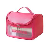 Make up Bag Transparent Makeup Cosmetic Bag Toiletry Travel Bag Water-Resistant Travel Organizer Full Sized Container Toiletries Small(Rose red)