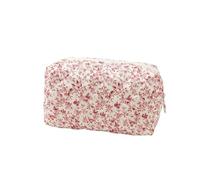 Make up Bag Women's Ditsy Floral Pattern Quilted Makeup Bag, Elegant Large Capacity Cosmetics Storage Bag Cute Versatile for Women Girls Small(Light Crumbs)