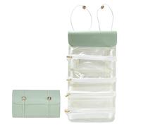 Make Up Brush Bag Bag, Make Up Brush Holder Roll Travel Makeup Brush Case, Foldable Travel Toilet Bag for Women with 4 Removable Removable Zip Clear Bags for Women, Green, Siehe Beschreibung, See