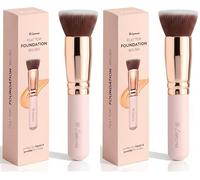 Make Up Brush Foundation Kabuki Flat Top - Perfect For Blending Liquid, Cream or Flawless Powder Cosmetics - Buffing, Stippling, Concealer - Premium Quality Synthetic Dense Bristles! (Pack of 2)