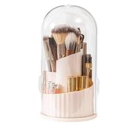 Make Up Brush Holder Organiser, Desktop Organiser - 360° Rotating Storage Box with Lid for Cosmetic Brushes, Travel, Bathroom, Dressing Table Organisation