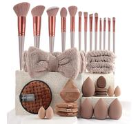Make up Brushes 33 Pcs Makeup Kit, Premium Synthetic Foundation Powder Blending Face & Eyes Makeup Brush Set (33Pcs)