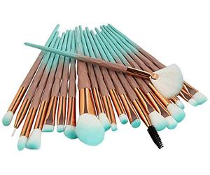 Make Up Brushes GLAMZA 20pc Make Up Brush Set - Professional Synthetic Makeup Brushes - Premium Green Diamond Blending Foundation Brushes Cosmetic Concealer Brush Set