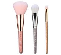 Make Up Brushes, LaRoc, 3pc - Crystal Makeup Brush Design, Compact Complete Coverage Set - Foundation Brush, Powder Brush, Concealer, Eyeshadow, Liquid & Cream and More