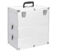 vidaXL Make-up Case 2-Tier Handle Spacious Silver Aluminium Vanity Organiser