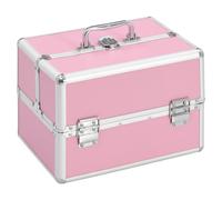 Make-up Case Pink 22x30x21cm Aluminium/ABS/Wood Lockable Extendable Trays Handy