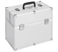 Make-up Case Silver 38x23x34cm Aluminium ABS Wood Lockable Extendable Pro Trays