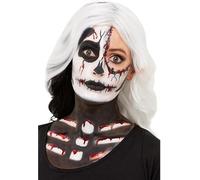 Make-Up FX, Skeleton Kit, Aqua, Black & Wh Facepaints, Crayon, Blood & Sponge, Cosmetics and Disguises Fancy Dress, Skeleton Dress Up Cosmetics & Disguises