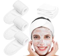 make up headband 1Pc Solid Color Multifunction Women Headbands Face Wash/Yoga/Makeup Adjustable Hairbands Hair Accessories for Makeup, Bath Shower(White)