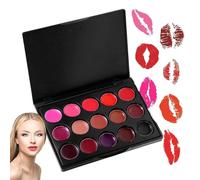 Make Up Lip Palette - 15 Coloured Collection 10.5 x 8.1 x 1.2 cm, Cosmetic Make-Up Accessories, Creative Colour Combination Expressiveness, Lip Care Look, Usage Comfort, Quality Feeling, Comfortable