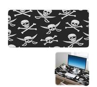 Make Up Mat Pirate Skull Non-Slip Waterproof Vanity Mat XL Mouse Pad for Office Desk Accessories Home Decor Table Protector (42 X 90 Cm)
