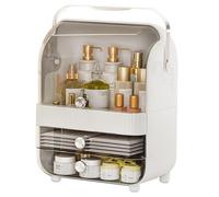 Make up Organiser , Cosmetic Storage Three Layer Multi-Function Makeup Drawer Organisers Beauty Storage Skincare Display Box Case Holder for, Skin Bathroom Countertop Bedroom Vanity Desk, White