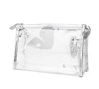 Make Up Organiser Make Plastic 1X Up Zipper Transparent PVC Bag Travel Cosmetic Toiletry Clear Other Perfect for Daily Use in Your Handbag Or Purse (Silver, One Size)