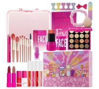 Make-Up Set for Girls, 26 Pieces, Eyeshadow Sticks, Face Wash Headband, Makeup Set, Waterproof Cosmetic Set for Travel, Theatre, Wedding, Photo , Stage