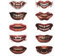 Make Up Stickers - Halloween Prank Makeup Temporary | Halloween Makeüp Cosplay Clown | 10pcs Prank Props Scary Lifelike Big Mouths Face Sticker Decals for Hall