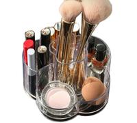 Make Up Storage - Rotating Makeup Organiser | Desktop Shelf Makeup Organizer | Clear Box Makeup Brush Tray Holder | Display Case With 6 Compartment, Storage Organizer Large Capacity For Bedroom