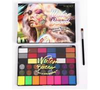 Make-Up & Theatre Make-Up Set - Water-based Face Paint & Body Painting Colours with Brushes, Stencils & Accessories for Carnival, Halloween, Cosplay - Easy to Apply & Washable (A)