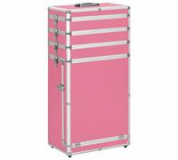 vidaXL Make-up Trolley with 4 Ties 37x22x78cm Aluminium Pink