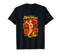 Make Waves Hibiscus Mermaid Aesthetic Summer Tropical Ocean T-Shirt