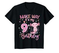 Make way it's my 9th birthday cute 9th Birthday Axolotl girl T-Shirt