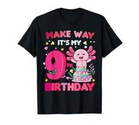 Make way it's my 9th birthday cute Axolotl 9th Birthday girl T-Shirt