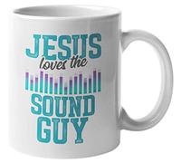 Make Your Mark Design Jesus Loves the Sound Guy Coffee & Tea Mug for Audio Engineer & Tech (11oz)