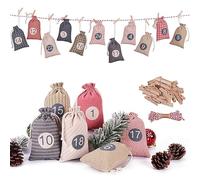 Make Your Own Advent-Calendar Bags 2025-24 Days Countdown Burlap Bags | 2025 Advent-Calendar to Fill Yourself | Christmas Countdown Calendar Bags for Adults and Kids Holiday Decorations