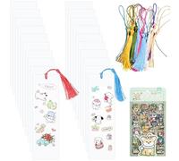 Make Your Own Bookmark Kids, Book Mark Making for Children, 20 Blank Paper Bookmarks with 1 Pack of Stickers and 20 Tassels, DIY Bookmarks for Kids, So Simple Makes it Easier for Kids to Start
