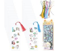 Make Your Own Bookmark Kids, Book Mark Making for Children, 20 Blank Paper Bookmarks with 1 Pack of Stickers and 20 Tassels, DIY Bookmarks for Kids, So Simple Makes it Easier for Kids to Start(Cat)