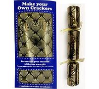 Make Your Own Christmas Crackers, Art Deco Style in Gold and Black, Set of 12 Flat Pack